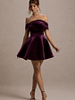 Dede | Port Velvet Bow Bardot Skater Mini Dress - thumbnail 1