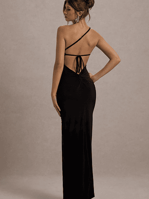 Dressing Up | Black One Shoulder Maxi Dress With Open Back Detail