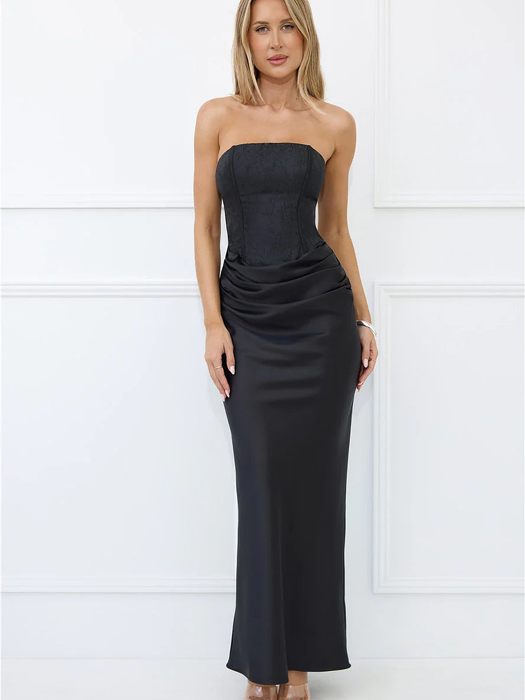 Dressed To Dazzle Strapless Satin Maxi Dress 16