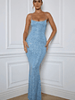 Embellished Fishtail Maxi Dress in Light Blue - thumbnail 6