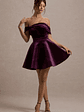 Dede | Port Velvet Bow Bardot Skater Mini Dress - thumbnail 4