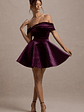 Dede | Port Velvet Bow Bardot Skater Mini Dress - thumbnail 5