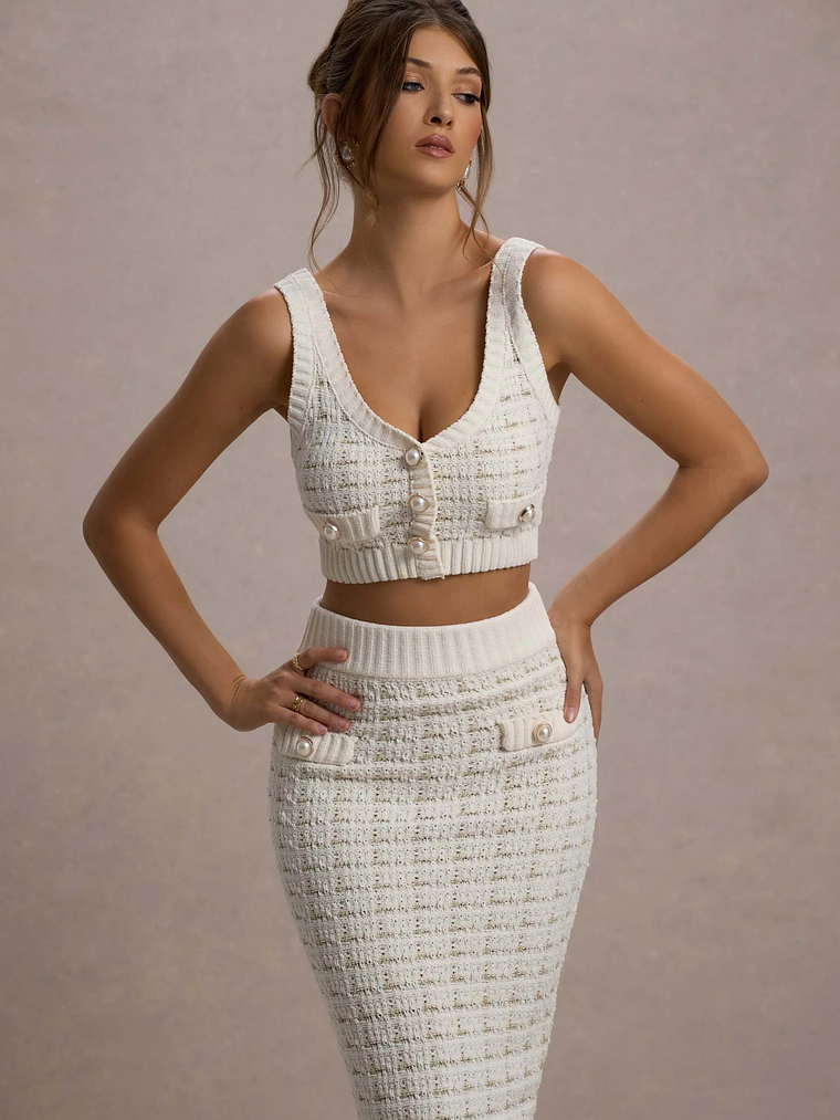 Dee | Cream Boucle Crop Top 1