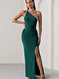 Dressing Up | Bottle Green One Shoulder Maxi Dress With Open Back Detail - thumbnail 2