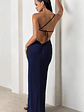 Dressing Up | Navy One Shoulder Maxi Dress With Open Back Detail - thumbnail 1