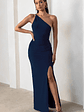 Dressing Up | Navy One Shoulder Maxi Dress With Open Back Detail - thumbnail 2