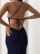 Dressing Up | Navy One Shoulder Maxi Dress With Open Back Detail - thumbnail 3