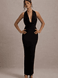 Edessa | Black Plunge-Neck Maxi Dress - thumbnail 4