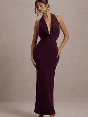 Edessa | Port Plunge-Neck Maxi Dress