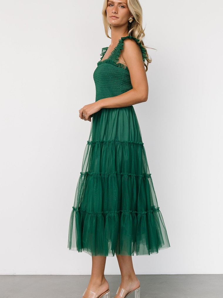 Emma Smocked Tulle Dress | Emerald 3