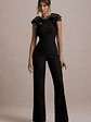 Elma | Black Straight-Leg Jumpsuit With Embellished Bows - thumbnail 5