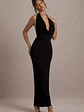 Edessa | Black Plunge-Neck Maxi Dress - thumbnail 6
