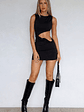 Drifting Apart Mini Dress Black - thumbnail 6