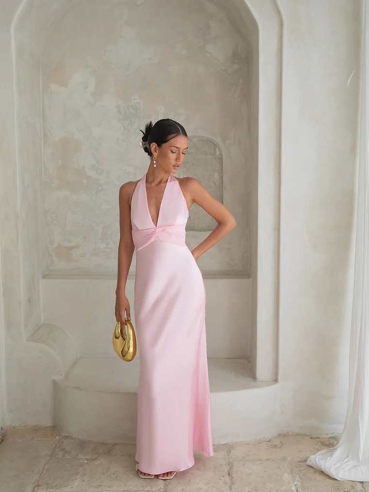 Destinations Halter Maxi Dress Pink 5