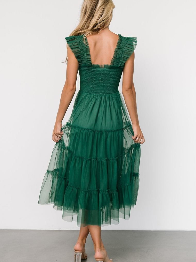 Emma Smocked Tulle Dress | Emerald 5