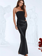 Elevated Simplicity Strapless Satin Maxi Dress Black - thumbnail 2