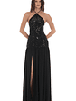 Drop Waist Sequin Maxi Dress in Black - thumbnail 1