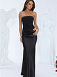Elevated Simplicity Strapless Satin Maxi Dress Black - thumbnail 4