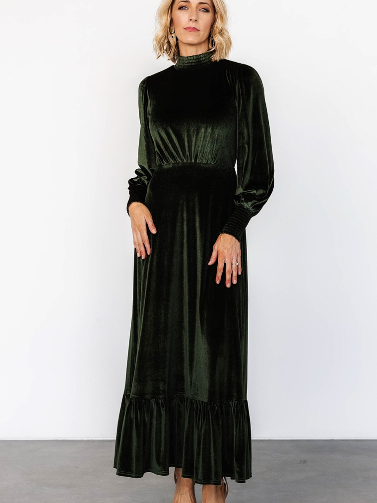 Elodie Velvet Maxi Dress | Deep Olive 1