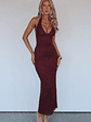 Destiny Lace Maxi Dress Burgundy - thumbnail 1