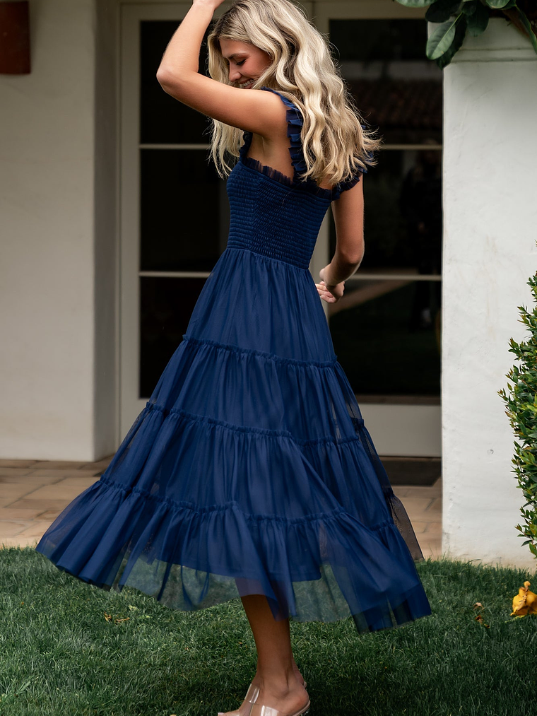 Emma Smocked Tulle Dress | Navy 3