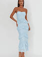Dulce Dreams Sweetheart Neckline Frill Maxi Dress Blue - thumbnail 1