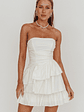 Destini Strapless Layered Frill Mini Dress Off White - thumbnail 5