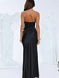 Elevated Simplicity Strapless Satin Maxi Dress Black - thumbnail 8