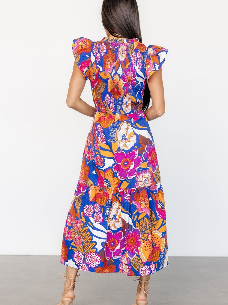 Dominique Midi Dress | Cobalt + Fuchsia Multi 5