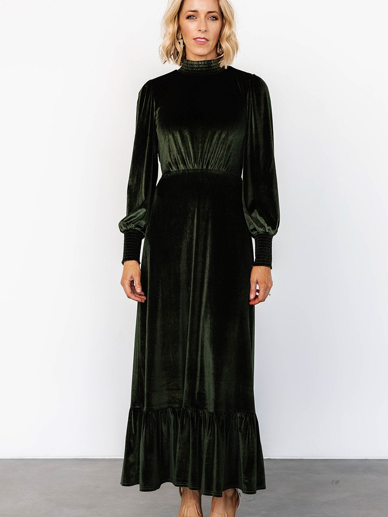 Elodie Velvet Maxi Dress | Deep Olive 5