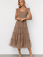 Emma Smocked Tulle Dress | Taupe - thumbnail 4