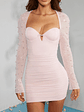 Embellished Long Sleeve Mini Dress in Blush - thumbnail 5