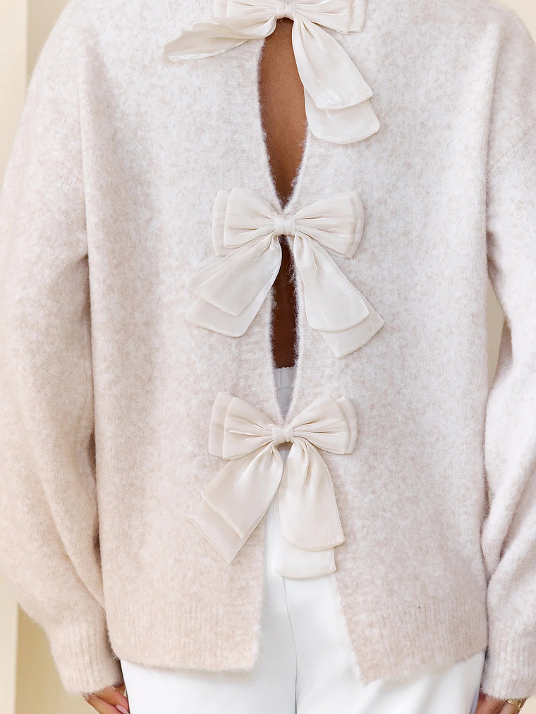 Detailed Back Knit Sweater Oatmeal 5