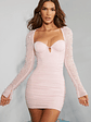 Embellished Long Sleeve Mini Dress in Blush - thumbnail 6