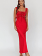 Escapade Lace Trim Maxi Dress Cherry - thumbnail 4