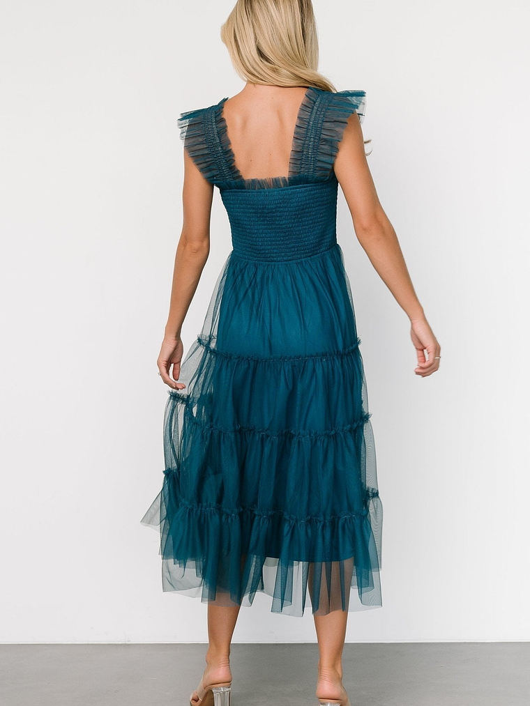 Emma Smocked Tulle Dress | Teal 4