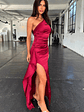 Elianna One Shoulder Satin Maxi Dress - Burgundy - thumbnail 7