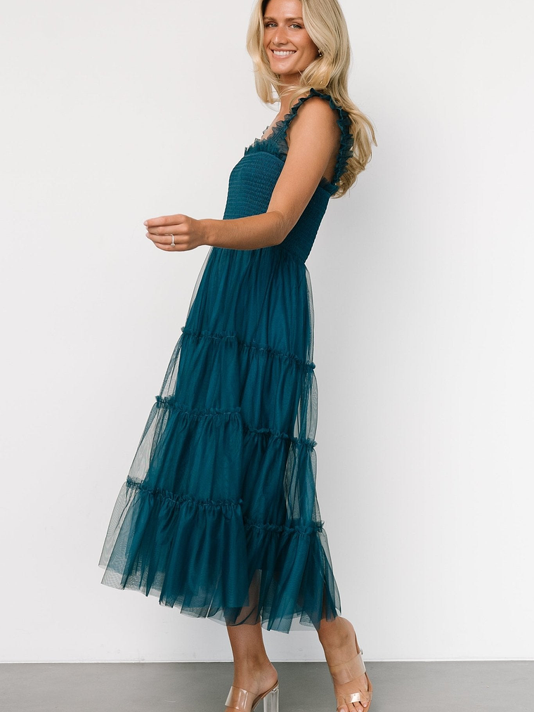Emma Smocked Tulle Dress | Teal 6
