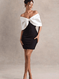 Dewdrop | Black & White Mini Dress With Oversized Bow - thumbnail 1
