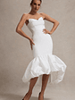 Emmelina | White Corset Maxi Dress With Volume Hem - thumbnail 4