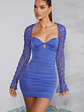 Embellished Long Sleeve Mini Dress in Cobalt Blue - thumbnail 7