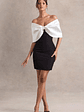 Dewdrop | Black & White Mini Dress With Oversized Bow - thumbnail 5