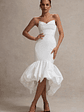 Emmelina | White Corset Maxi Dress With Volume Hem - thumbnail 5