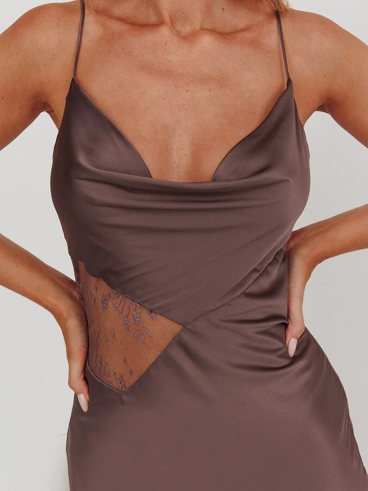 Emmerson Cut-Out Cowl Neck Dress Warm Grey 5