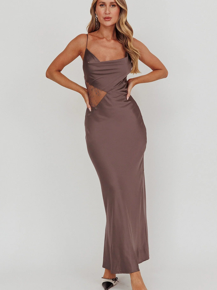 Emmerson Cut-Out Cowl Neck Dress Warm Grey 6