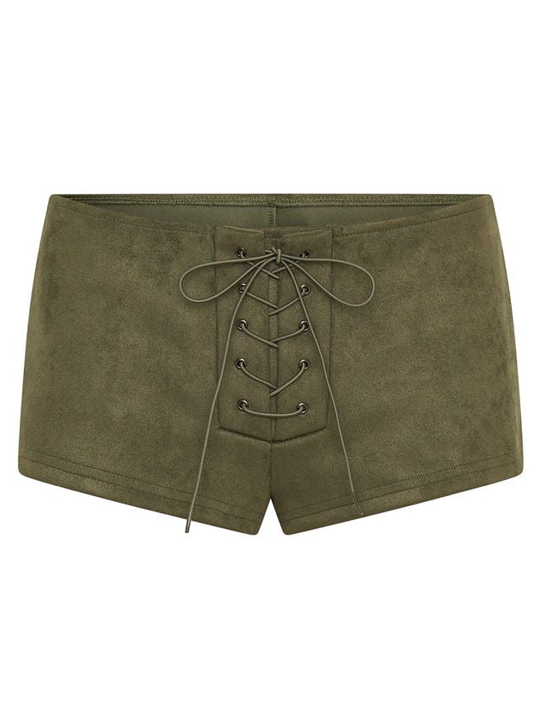 Don't Speak Faux Suede Shorts Cactus 6