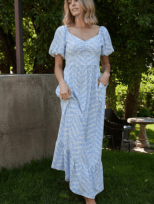 Durban Maxi Dress | Dusty Blue Print