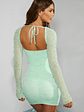 Embellished Long Sleeve Mini Dress in Mint - thumbnail 2
