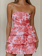 Effortless Edge Strapless Mini Dress Coral - thumbnail 2
