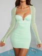 Embellished Long Sleeve Mini Dress in Mint - thumbnail 4